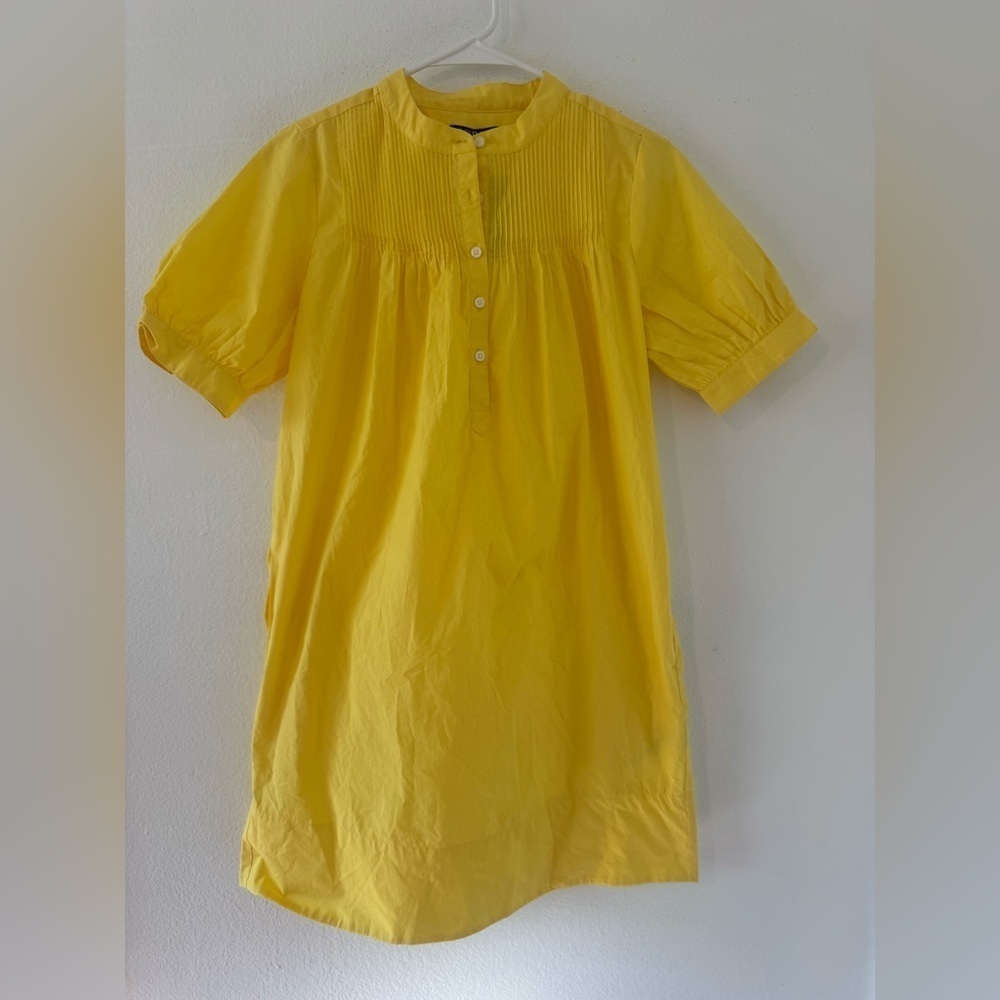 JCrew Short-sleeve mini shirtdress organic cotton poplin boho NWT XXS *FLAW